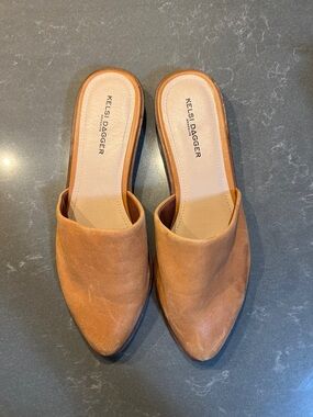 Kelsi Dagger Brooklyn  Tan Suede Pointed Mule Slides